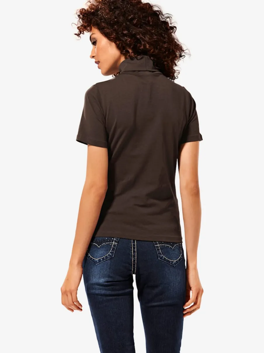 T-shirt à col roulé à manches courtes extensible ajusté