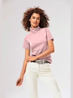 T-shirt à col roulé à manches courtes extensible ajusté