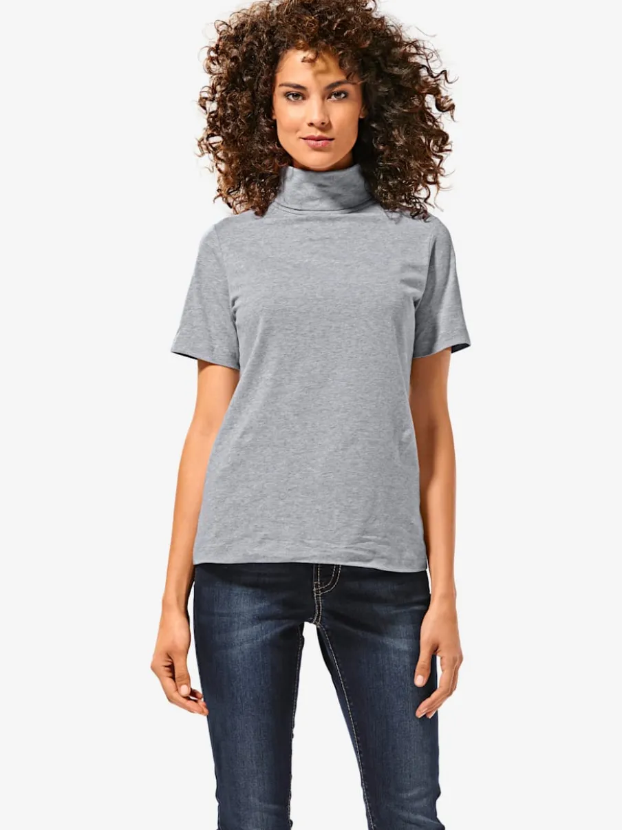 T-shirt à col roulé à manches courtes extensible ajusté