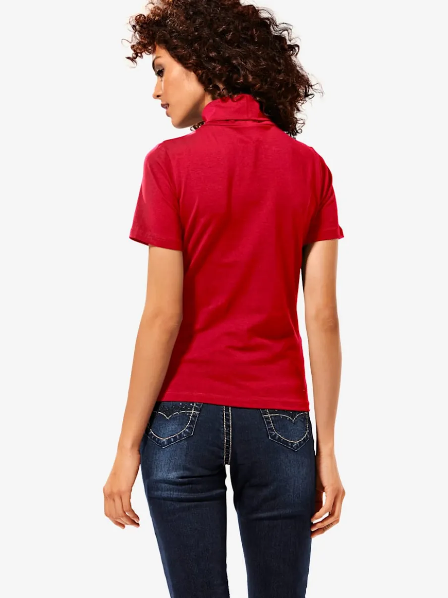 T-shirt à col roulé à manches courtes extensible ajusté