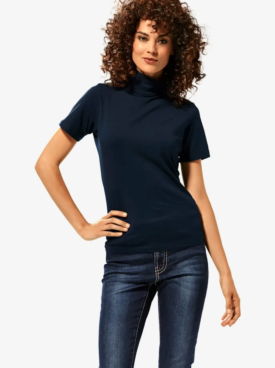 T-shirt à col roulé à manches courtes extensible ajusté