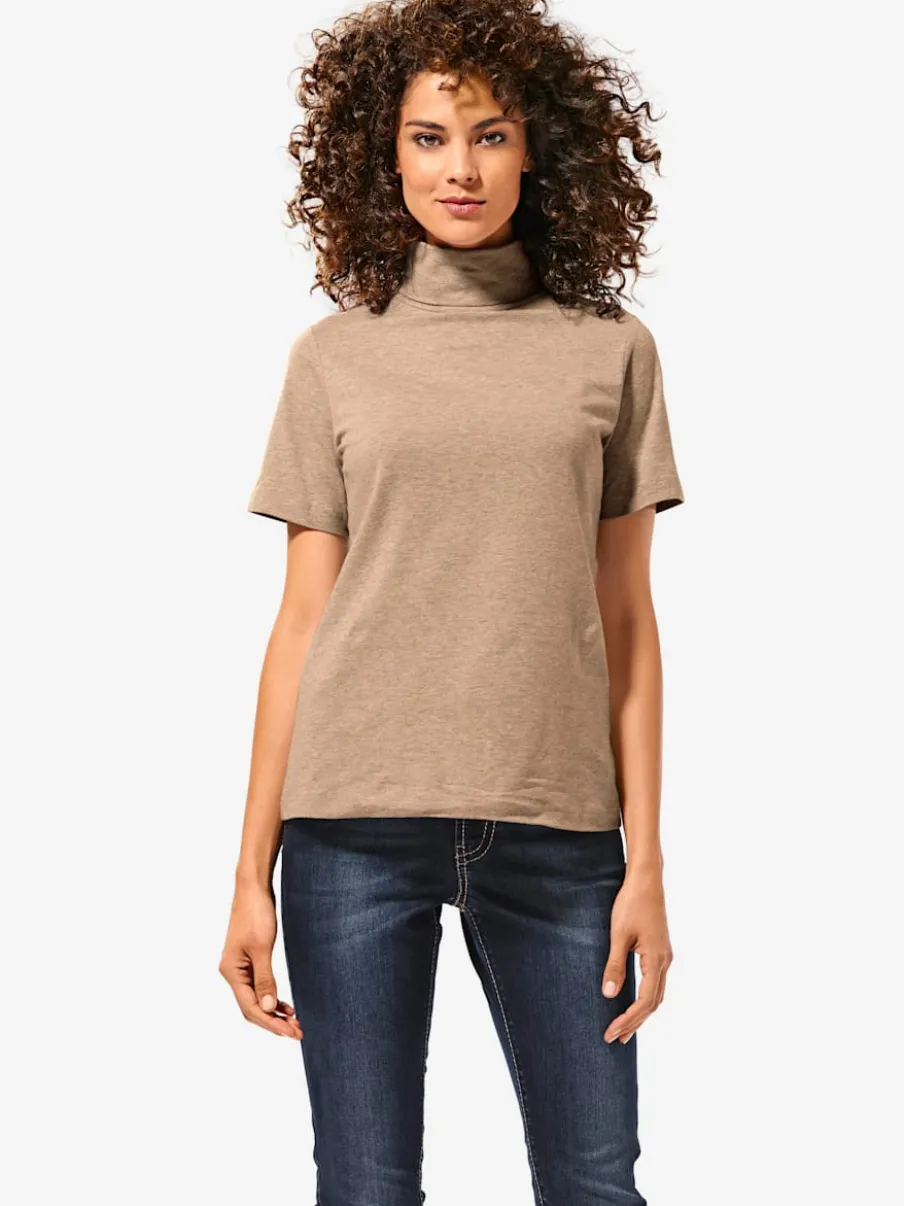 T-shirt à col roulé à manches courtes extensible ajusté