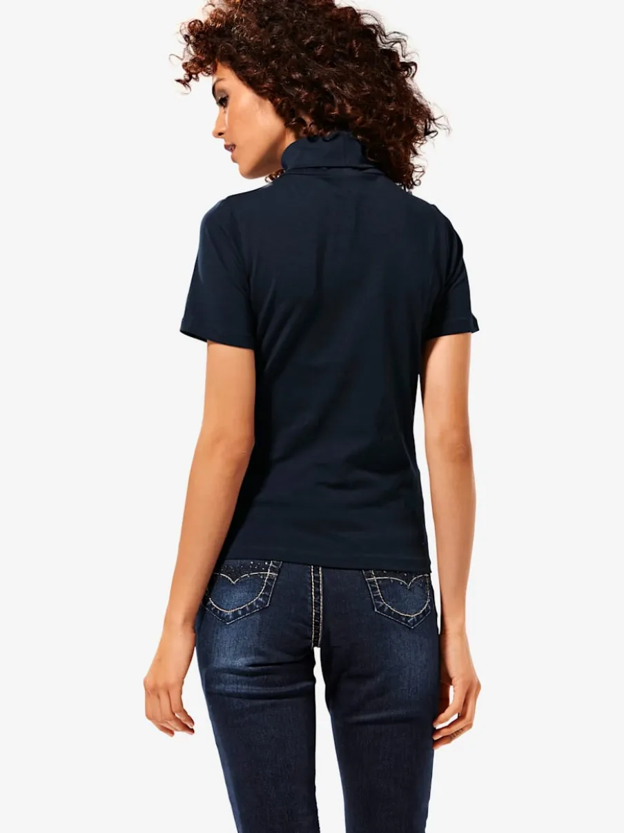 T-shirt à col roulé à manches courtes extensible ajusté