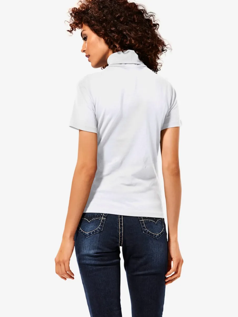 T-shirt à col roulé à manches courtes extensible ajusté