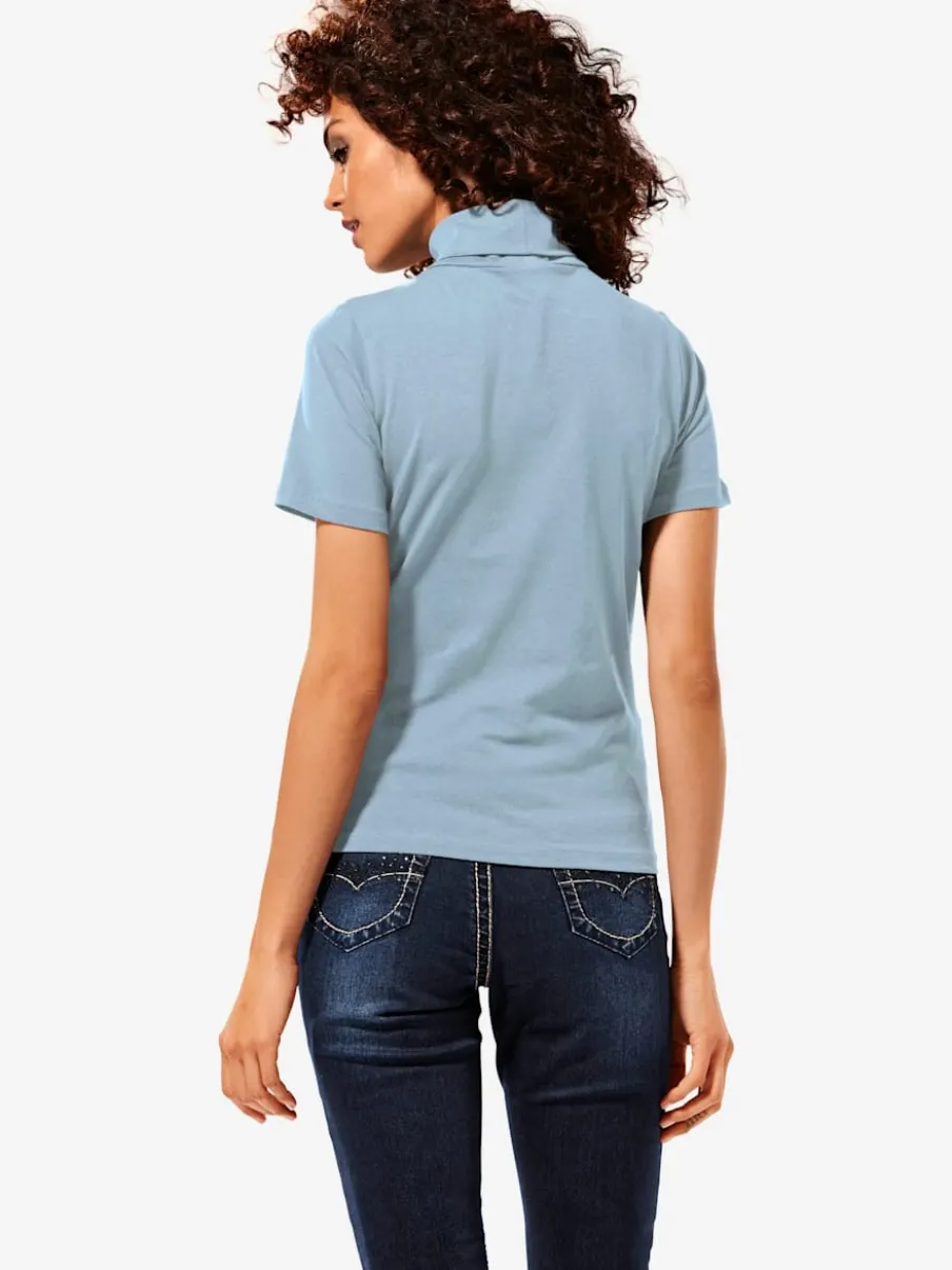 T-shirt à col roulé à manches courtes extensible ajusté
