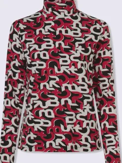 T-shirt à col roulé manches longues motif graphique doux