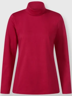 T-shirt à col roulé manches longues en coton doux