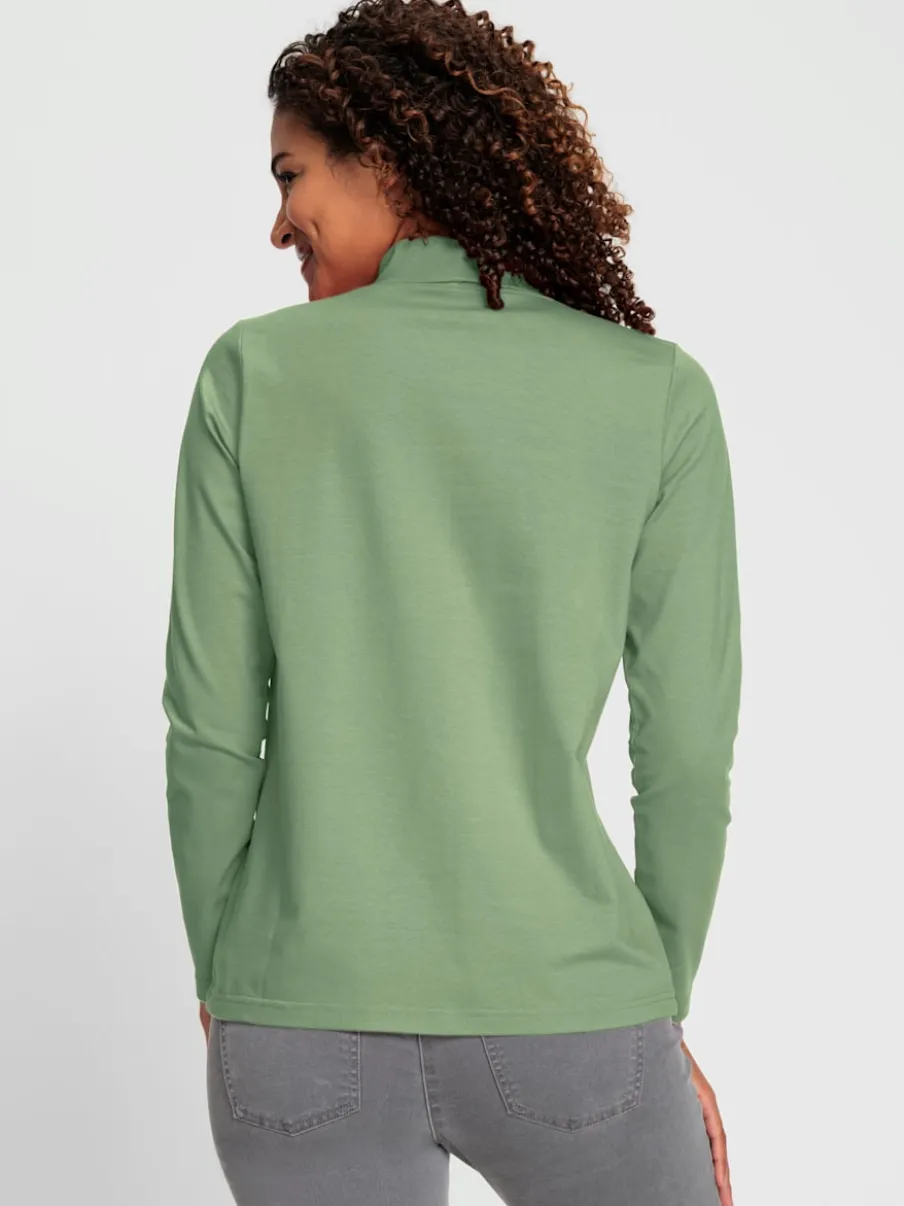 T-shirt à col roulé manches longues en coton doux