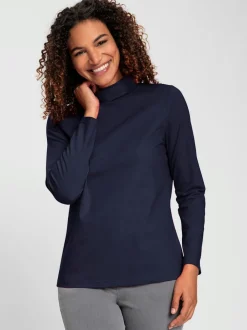 T-shirt à col roulé manches longues en coton doux