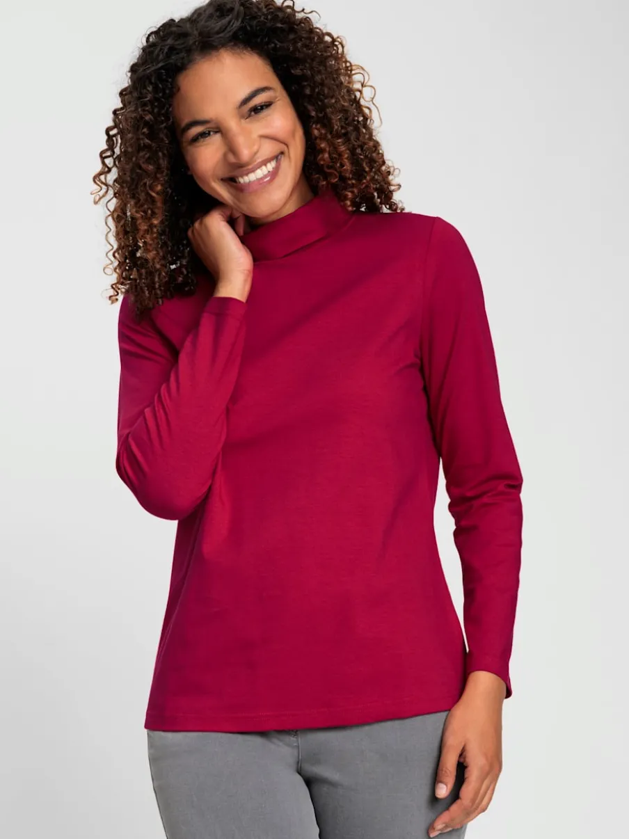 T-shirt à col roulé manches longues en coton doux