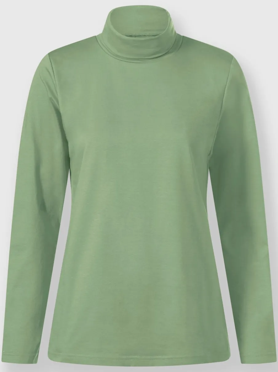 T-shirt à col roulé manches longues en coton doux