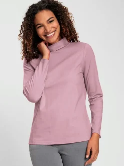 T-shirt à col roulé manches longues en coton doux