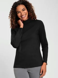 T-shirt à col roulé manches longues en coton doux