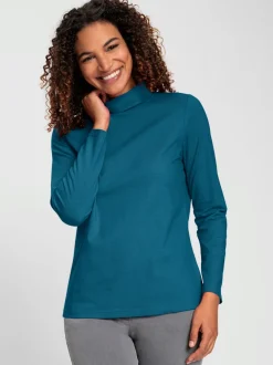 T-shirt à col roulé manches longues en coton doux