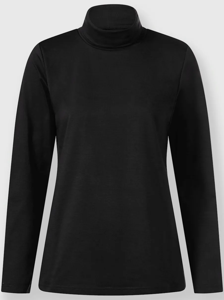 T-shirt à col roulé manches longues en coton doux