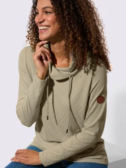 T-shirt col roulé à motif jacquard et manches longues