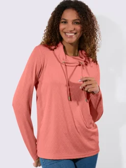 T-shirt col roulé à motif jacquard et manches longues