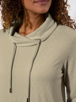 T-shirt col roulé à motif jacquard et manches longues