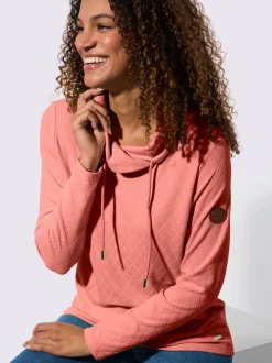 T-shirt col roulé à motif jacquard et manches longues