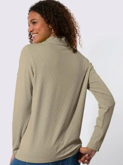 T-shirt col roulé à motif jacquard et manches longues