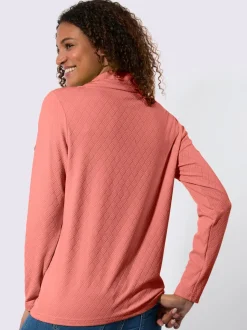 T-shirt col roulé à motif jacquard et manches longues