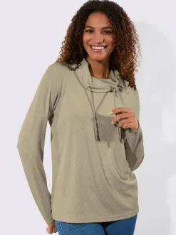 T-shirt col roulé à motif jacquard et manches longues