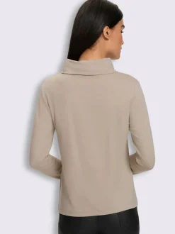 T-shirt à col roulé petites pierres brillantes fantaisie
