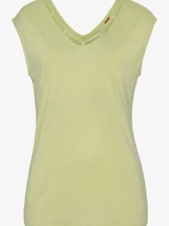T-shirt col V avec cordons et encolure dégagée ornée de rubans