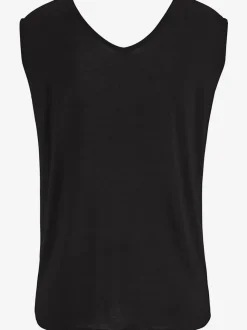 T-shirt col V avec cordons et encolure dégagée ornée de rubans
