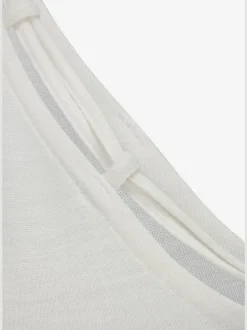 T-shirt col V avec cordons et encolure dégagée ornée de rubans