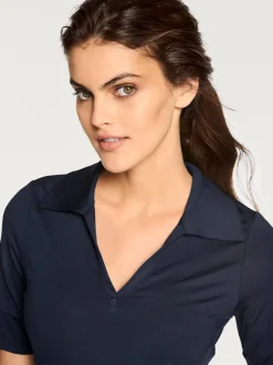 T-shirt à col V avec manches courtes et coupe cintrée