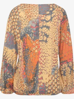 T-shirt à col V et manches larges avec imprimé coloré