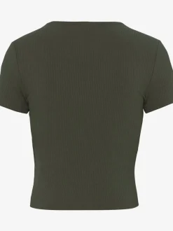 T-shirt court à encolure en V et manches courtes