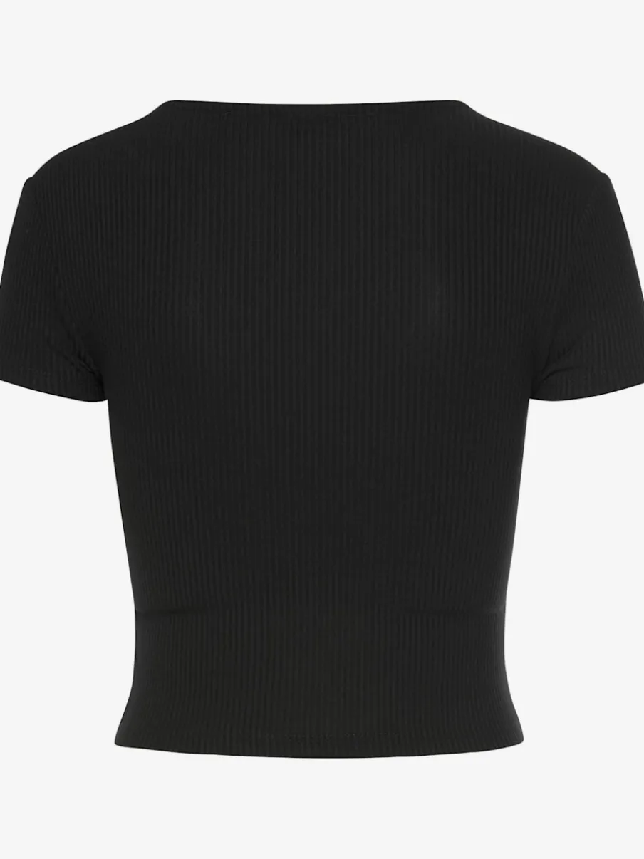 T-shirt court à encolure en V et manches courtes