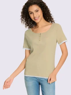 T-shirt côtelé à col rond et manches courtes
