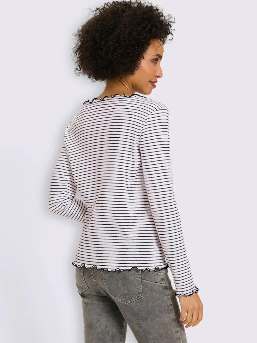 T-shirt côtelé motif à rayures tendance