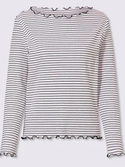 T-shirt côtelé motif à rayures tendance