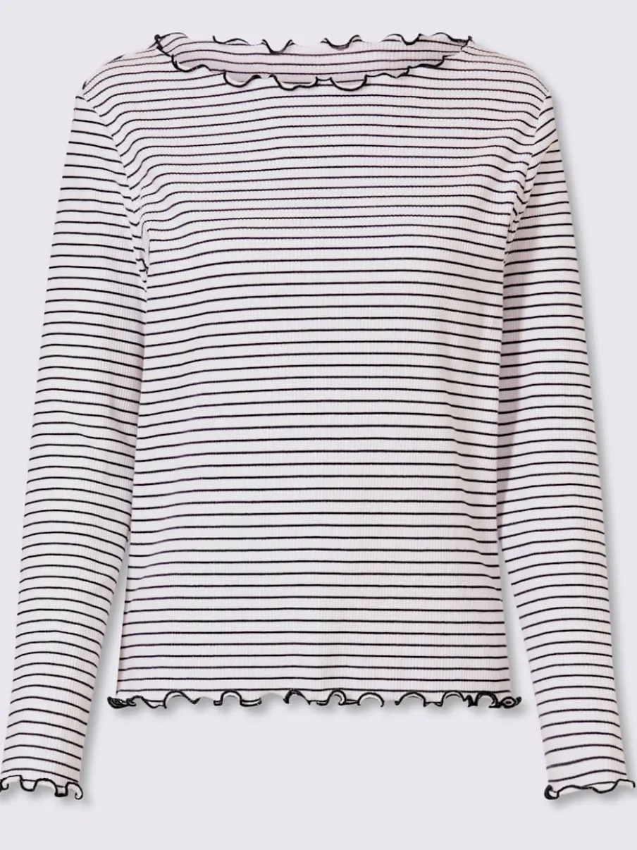 T-shirt côtelé motif à rayures tendance