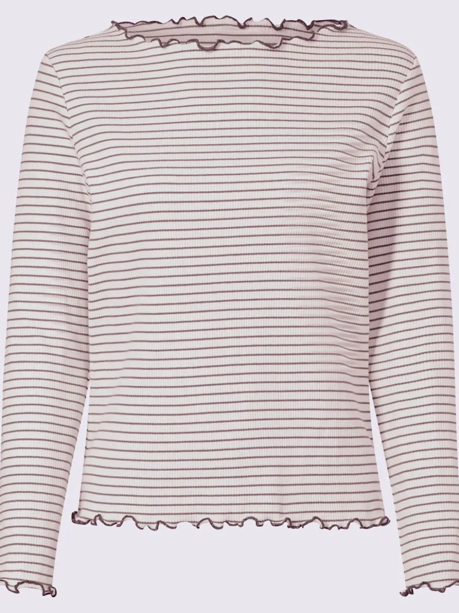 T-shirt côtelé motif à rayures tendance