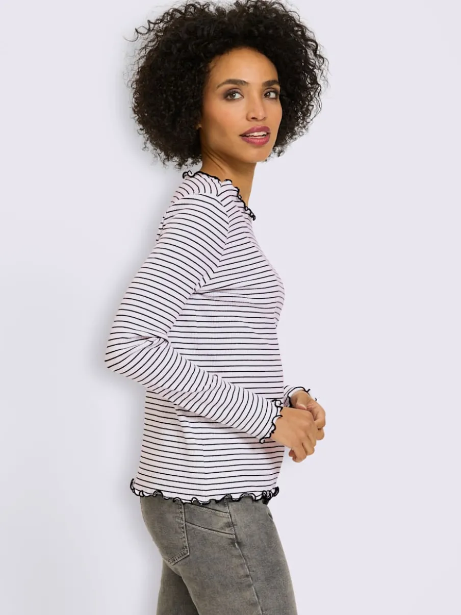 T-shirt côtelé motif à rayures tendance