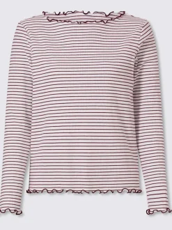 T-shirt côtelé motif à rayures tendance