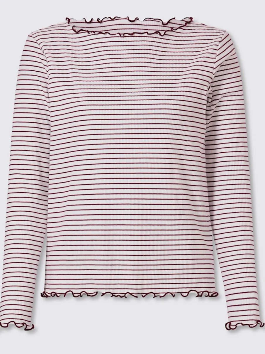 T-shirt côtelé motif à rayures tendance