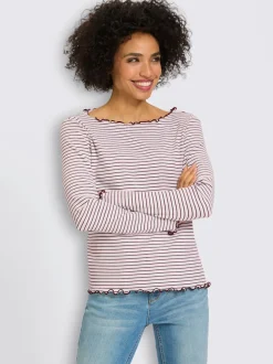 T-shirt côtelé motif à rayures tendance