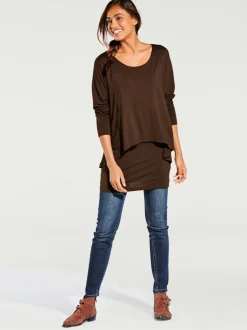 T-shirt décontracté encolure ronde manches chauve-souris fluide