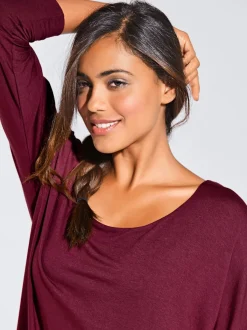 T-shirt décontracté encolure ronde manches chauve-souris fluide