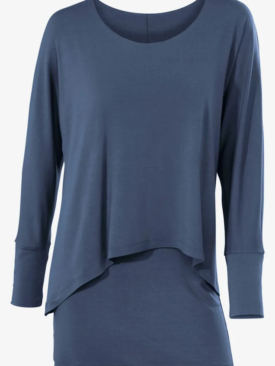 T-shirt décontracté encolure ronde manches chauve-souris fluide