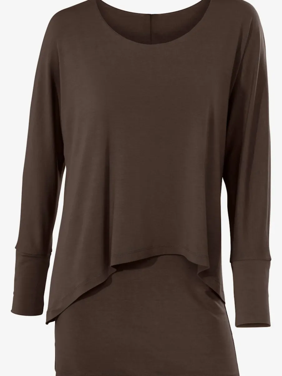 T-shirt décontracté encolure ronde manches chauve-souris fluide