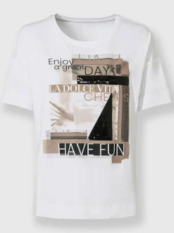 T-shirt décontracté en coton avec motifs imprimés paillettes
