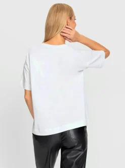 T-shirt décontracté en coton avec motifs imprimés paillettes