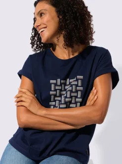 T-shirt décontracté en pur coton avec encolure ronde et motif graphique